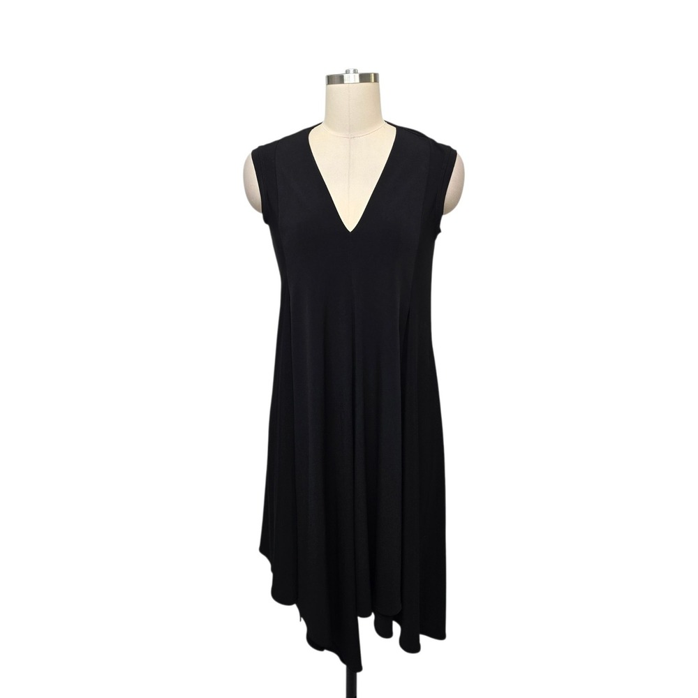 Joseph Ribkoff Black Sleeveless V-Neck Sharkbite Hem Midi Dress Size 2 Canada